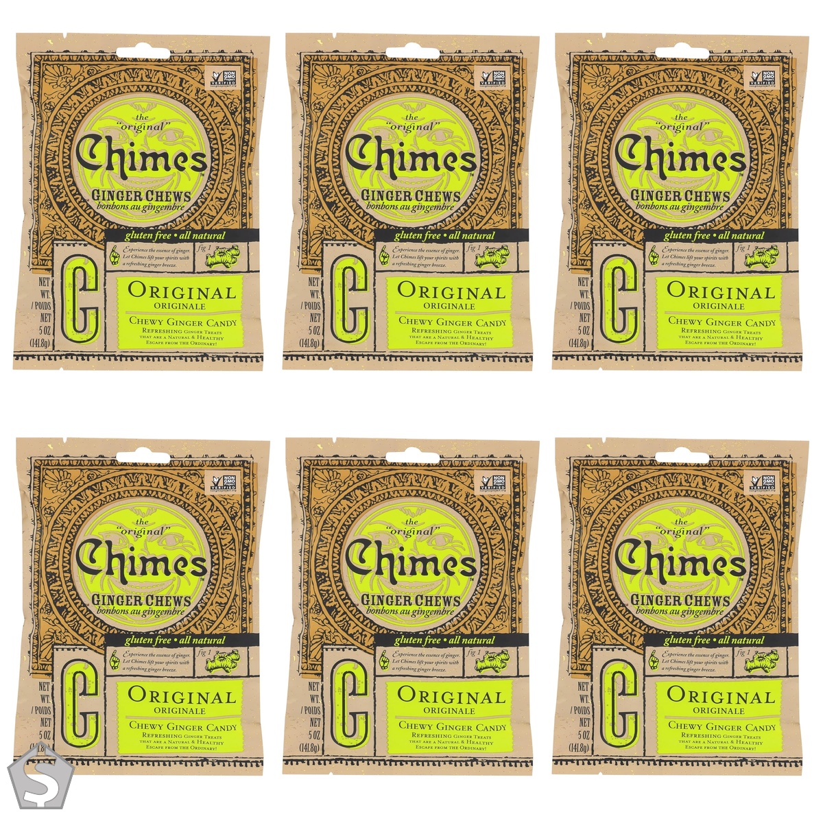 Chimes Original Ginger Chews, 141.80 g 5 Ounce (Pack of 6)