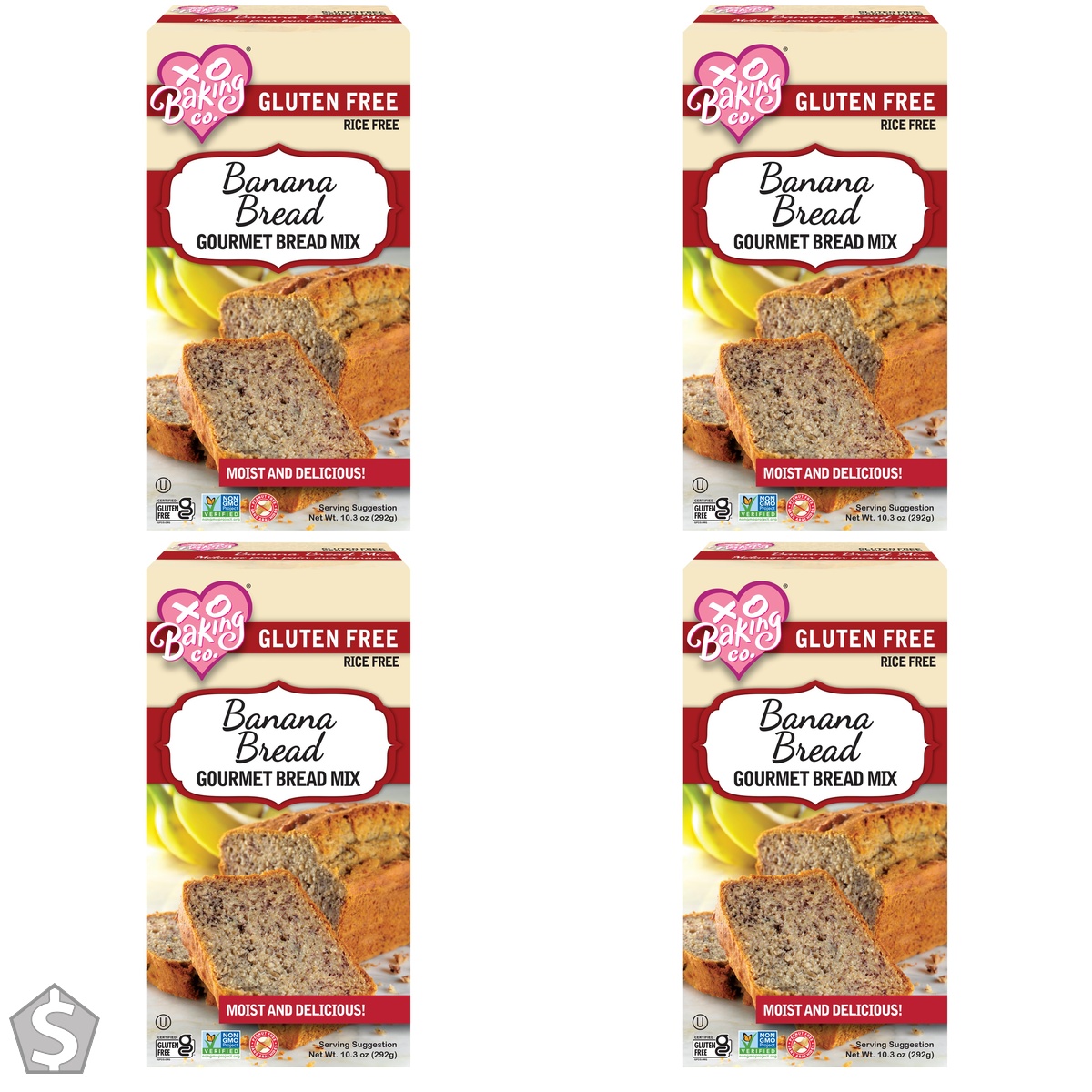 XO BAKING Glutten Free Banana Bread Mix 292g (Pack of 4)