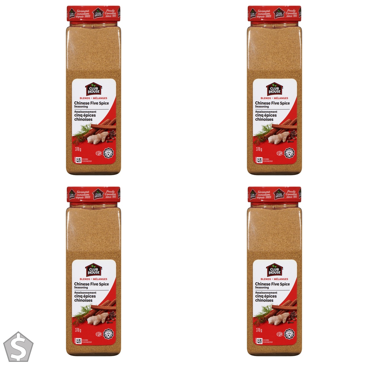 Club House, Quality Natural Herbs & Spices, Chinese Five Spice Seasoning, 370g (Pack of 4)