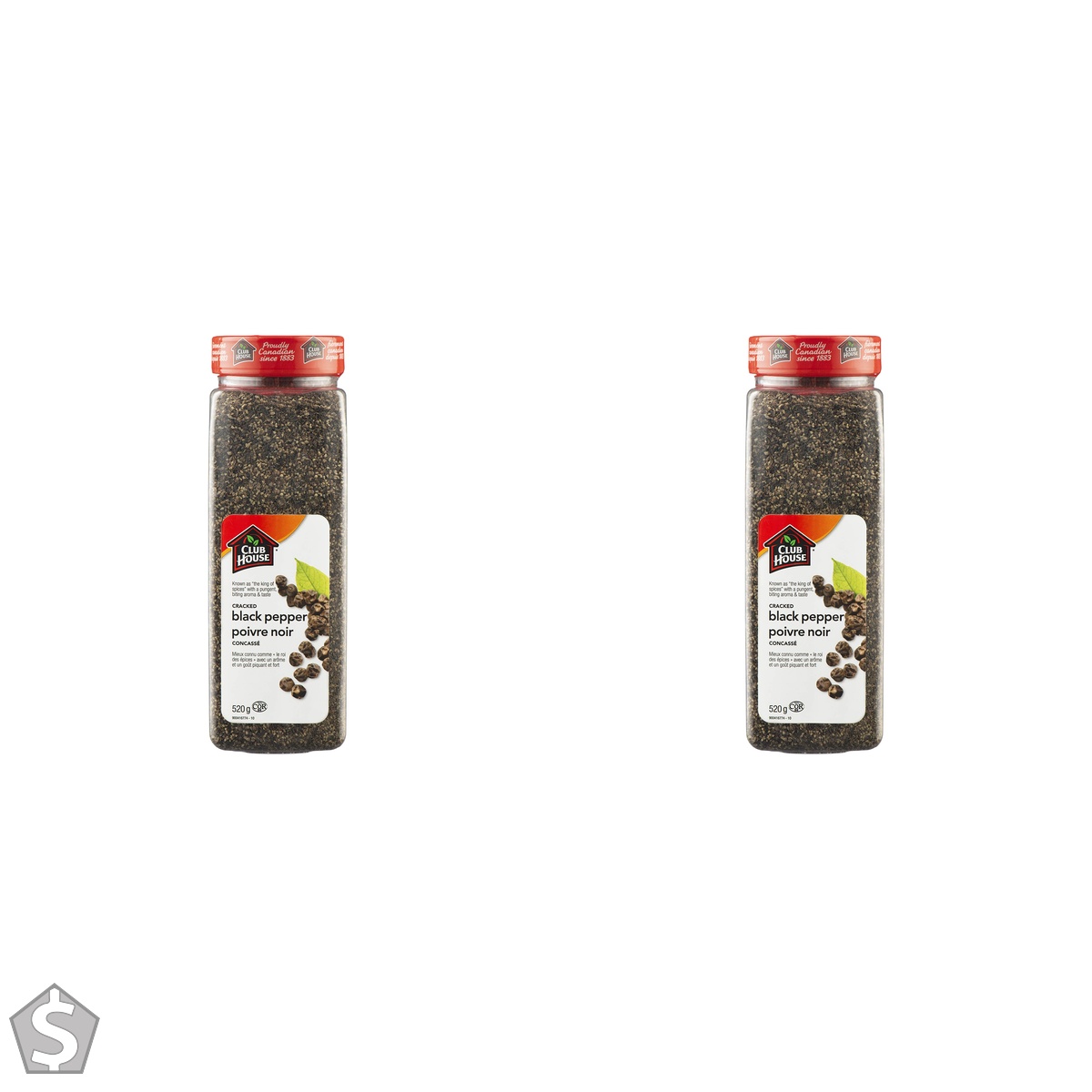 Club House, Quality Natural Herbs & Spices, Cracked Black Pepper, 520g, Case Pack Count 12 520 g (Pack of 2)