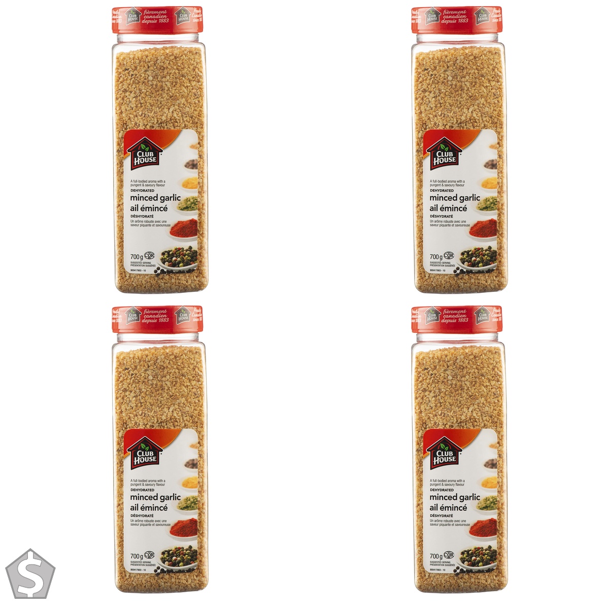 Club House, Quality Natural Herbs and Spices, Dehydrated Minced Garlic, 700g (Pack of 4)