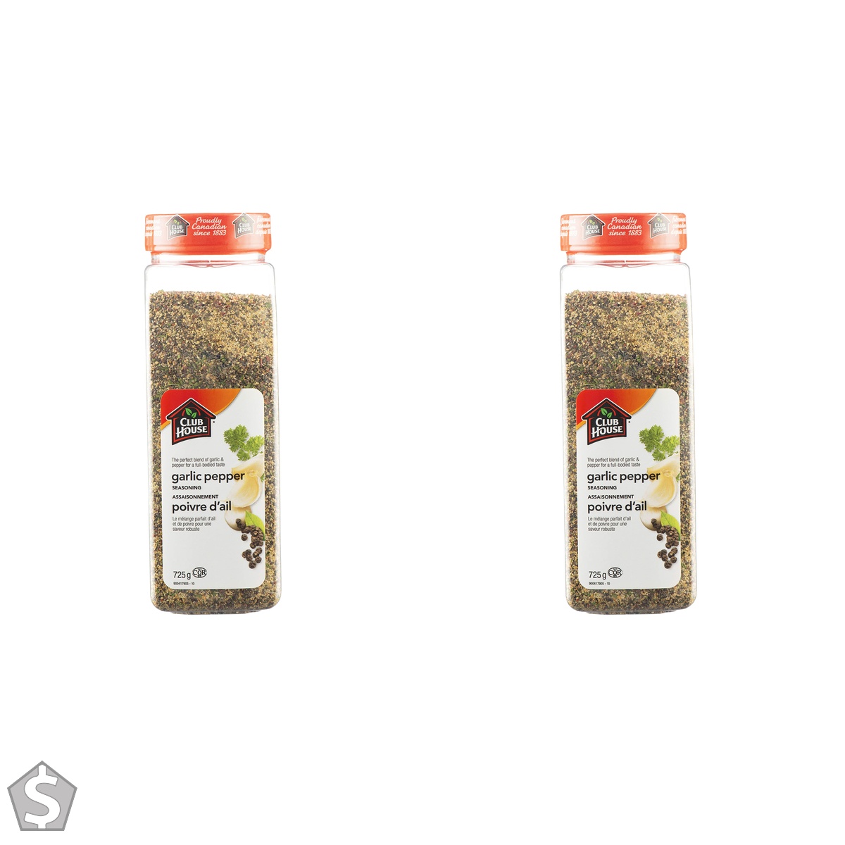 Club House, Quality Natural Herbs & Spices, Garlic Pepper Seasoning, 725g (Pack of 2)