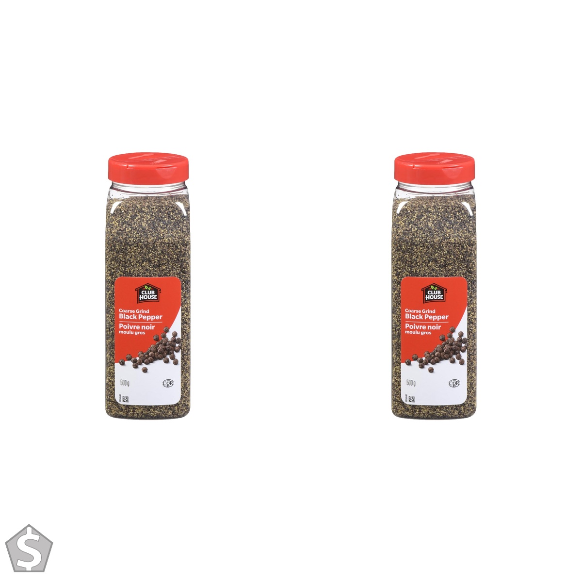 Club House, Quality Natural Herbs and Spices, Coarse Grind Black Pepper, 500g (Pack of 2)