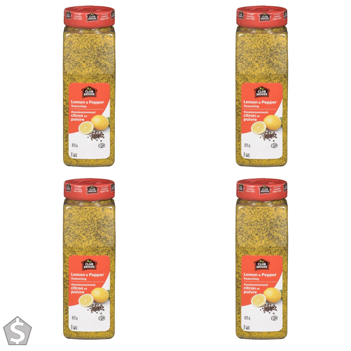 Club House Lemon & Pepper Seasoning, Kosher, A Blend Of Lemon Peel And Ground Black Pepper, A Fresh Twist Of Citrus And Pepper For Almost (Pack of 4)