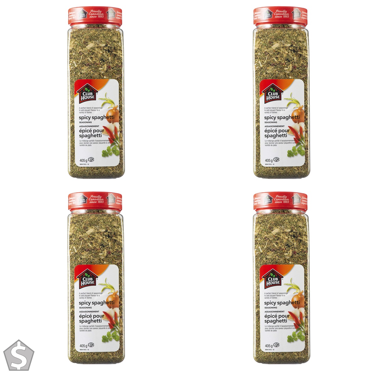 Club House Spicy Spaghetti Seasoning, Kosher, Perfect Blend Of Herbs And Spices Provides Superior Flavour And Adds A Spicy Kick To Any (Pack of 4)
