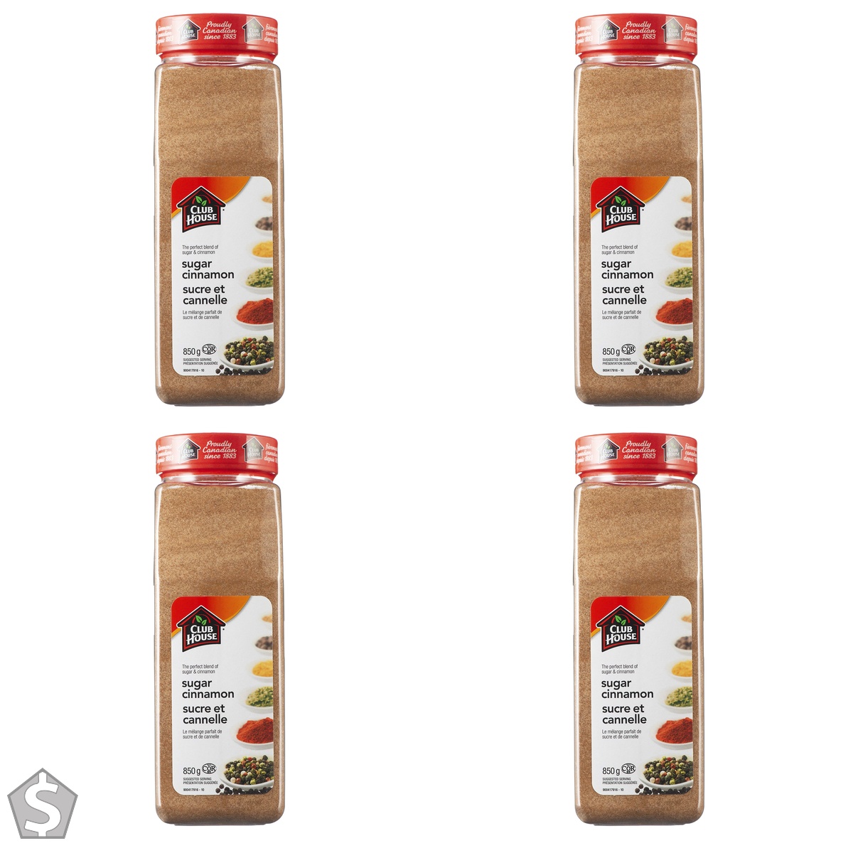 Club House Sugar Cinnamon, Kosher, Perfect Blend of Sugar & Cinnamon, Sprinkle on Cookies, Muffins & Bread, Great Compliment for Toast (Pack of 4)