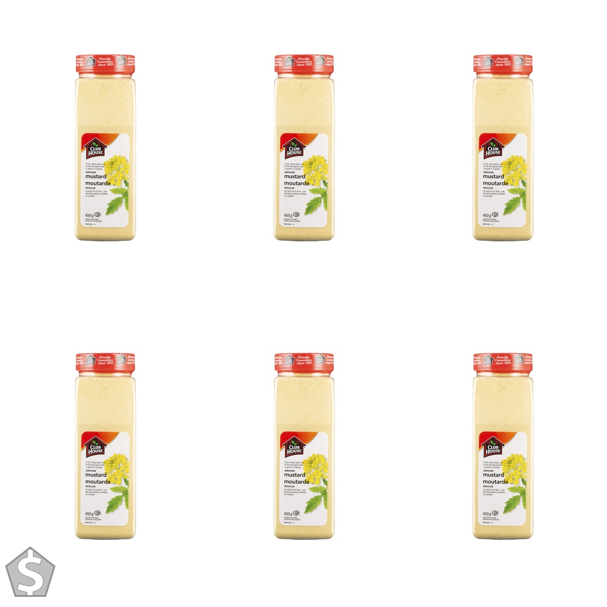 Club House, Quality Natural Herbs and Spices, Ground Mustard, 450g 15.87 Ounce (Pack of 6)