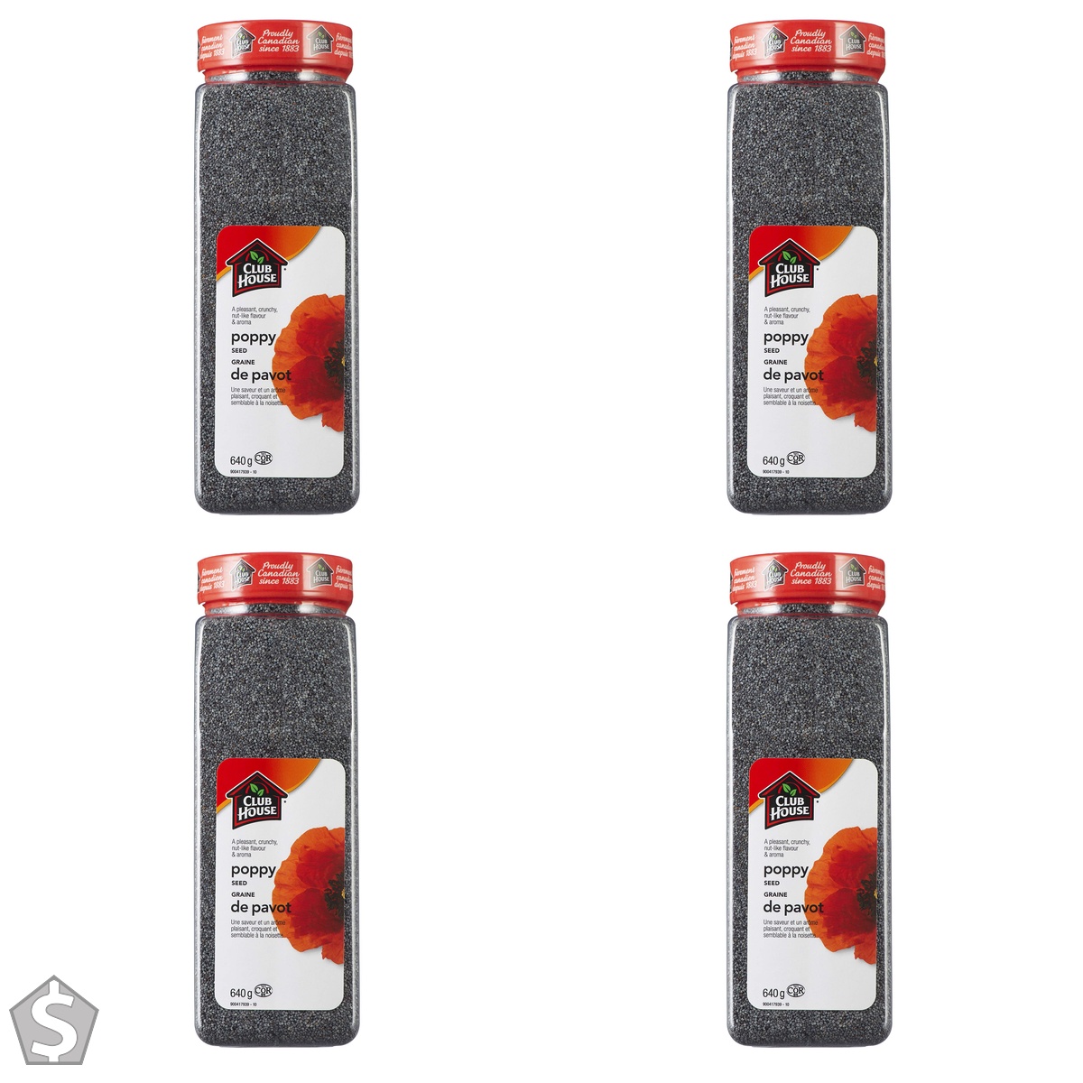 Club House, Quality Natural Herbs and Spices, Poppy Seed, 640g (Pack of 4)