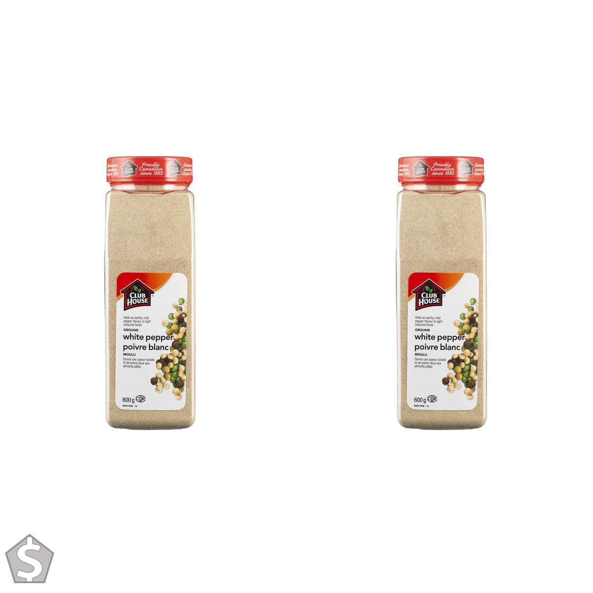 Club House, Quality Natural Herbs and Spices, Ground White Pepper, 600g (Pack of 2)