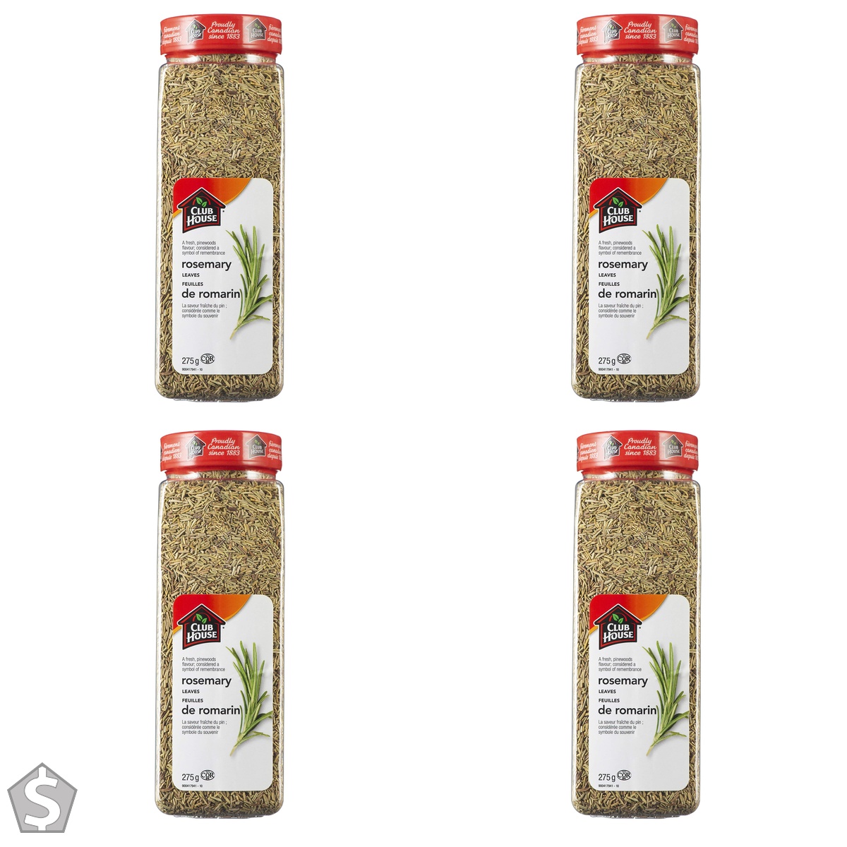 Club House, Quality Natural Herbs and Spices, Rosemary Leaves, 275g (Pack of 4)