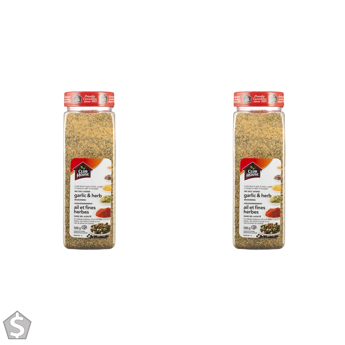 Club House, Quality Natural Herbs and Spices, No Salt Added Garlicherb Seasoning, 566g (Pack of 2)