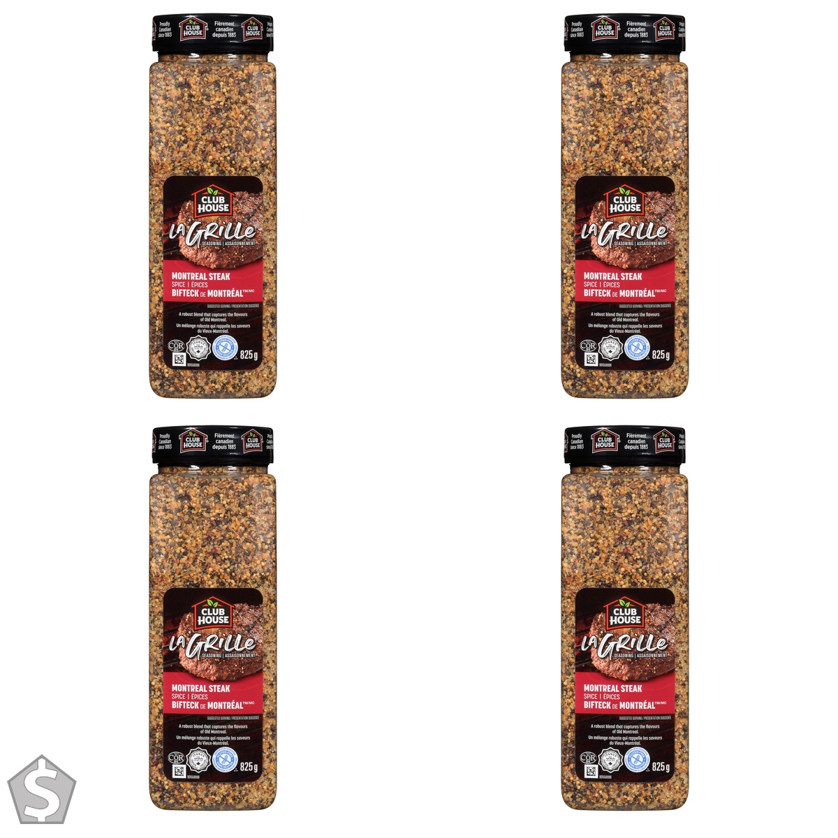 Club House La Grille, Grilling Made Easy, Montreal Steak Spice Seasoning, 825g (Pack of 4)