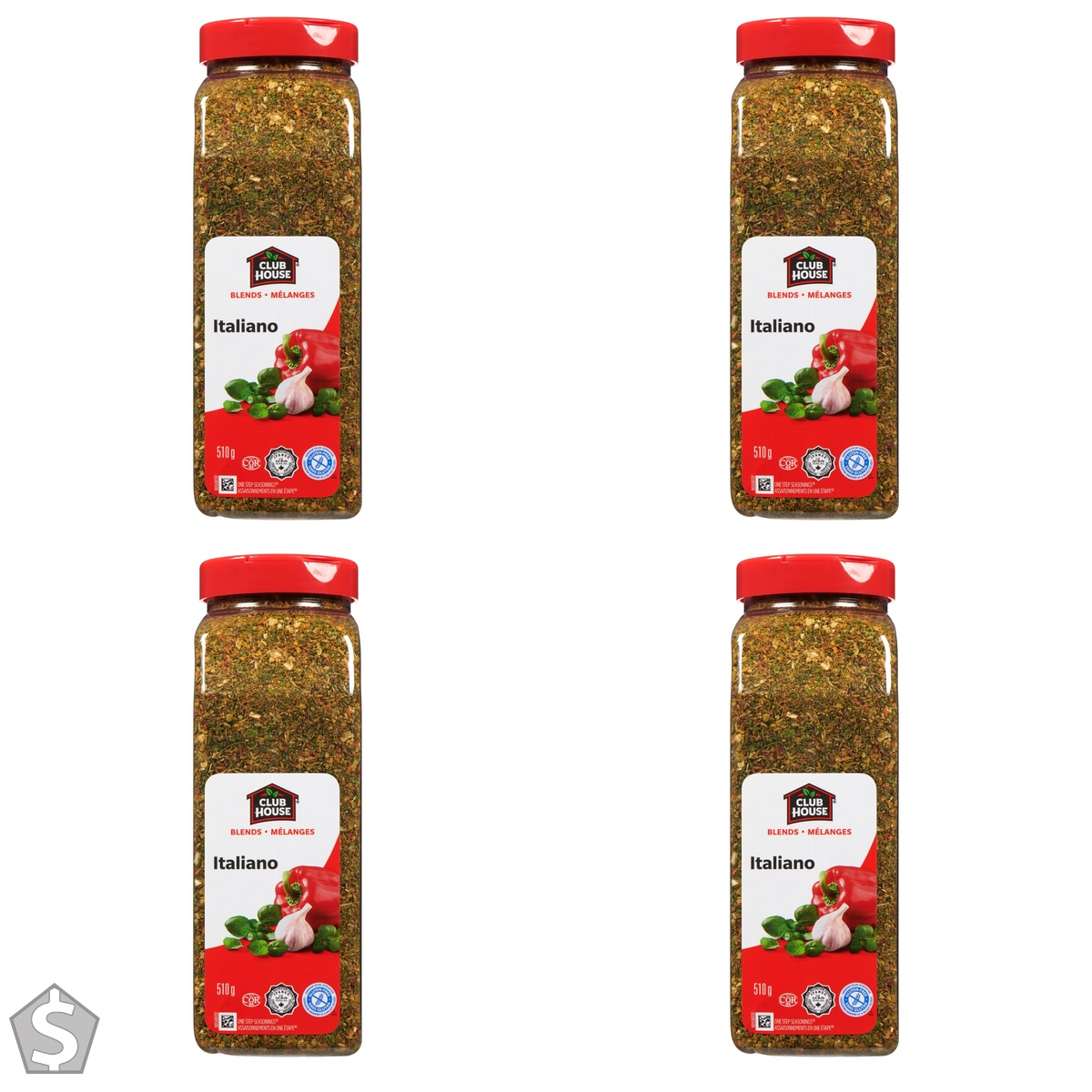 Club House, Quality Natural Herbs and Spices, One Step Seasoning, Italiano, 510g (17.99oz), Product of Canada 510 g (Pack of 4)