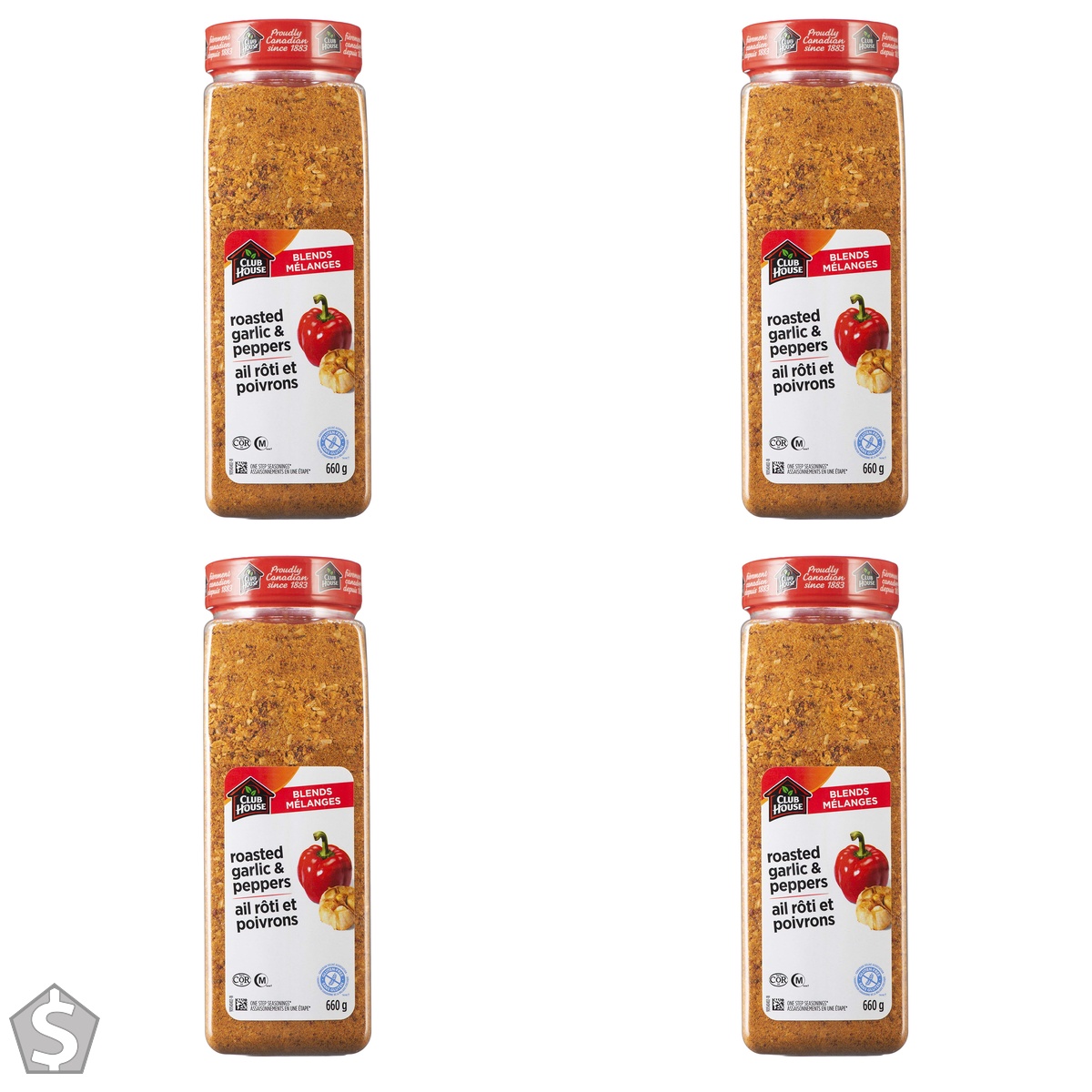 Club House Roasted Garlic and Red Pepper One Step Seasoning 660g - Imported From Canada 660 g (Pack of 4)