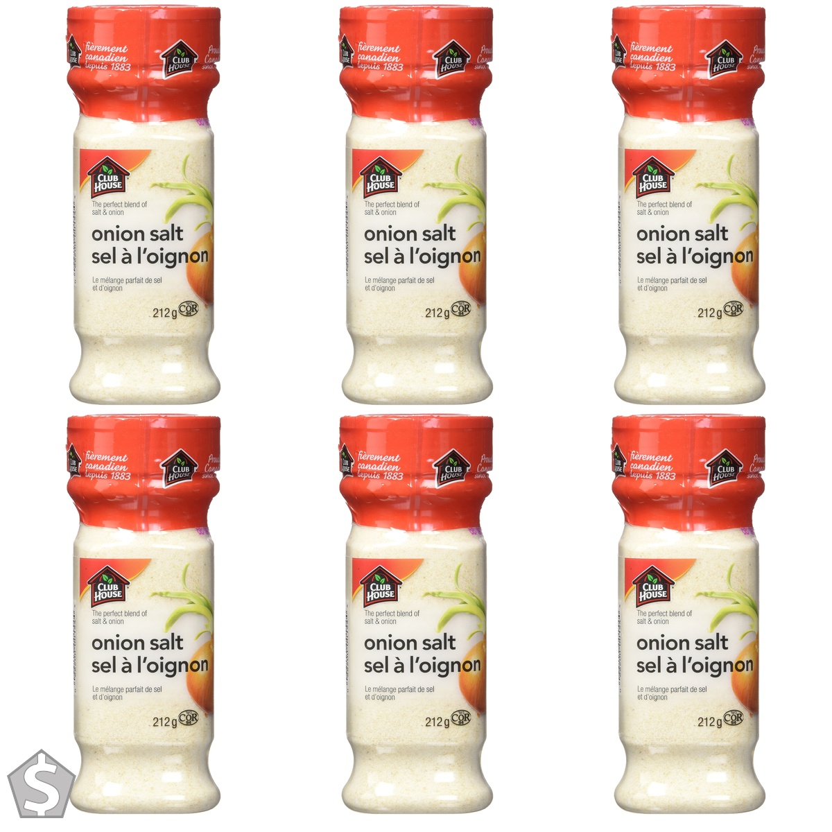 Club House, Quality Natural Herbs & Spices, Onion Salt, 212g (Pack of 6)