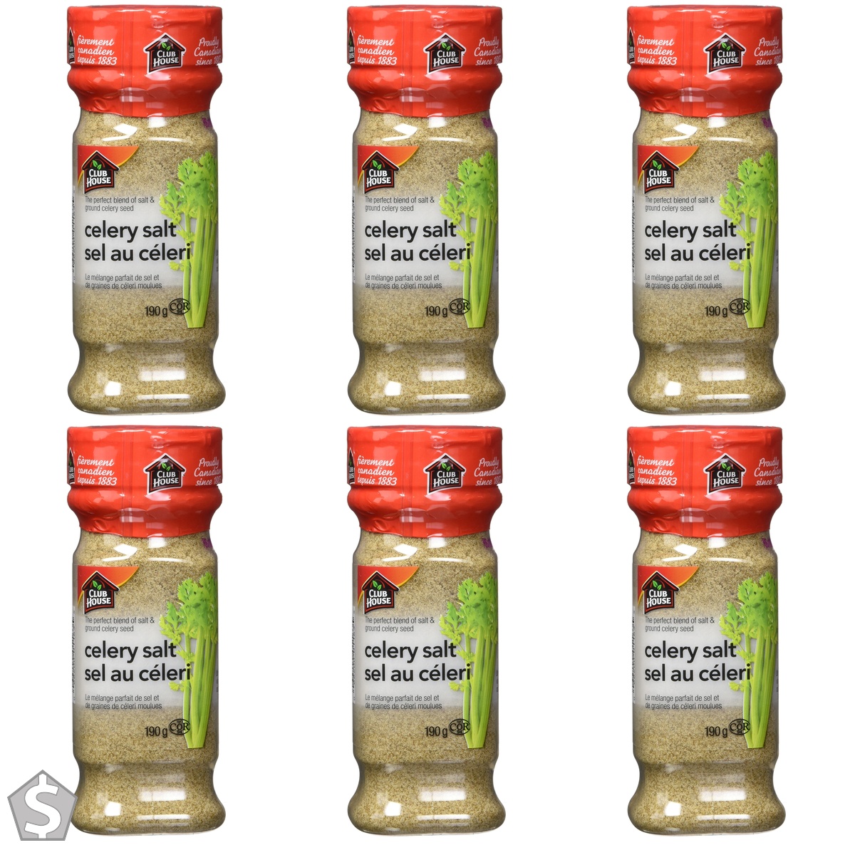 Club House, Quality Natural Herbs & Spices, Celery Salt, 190g (Pack of 6)
