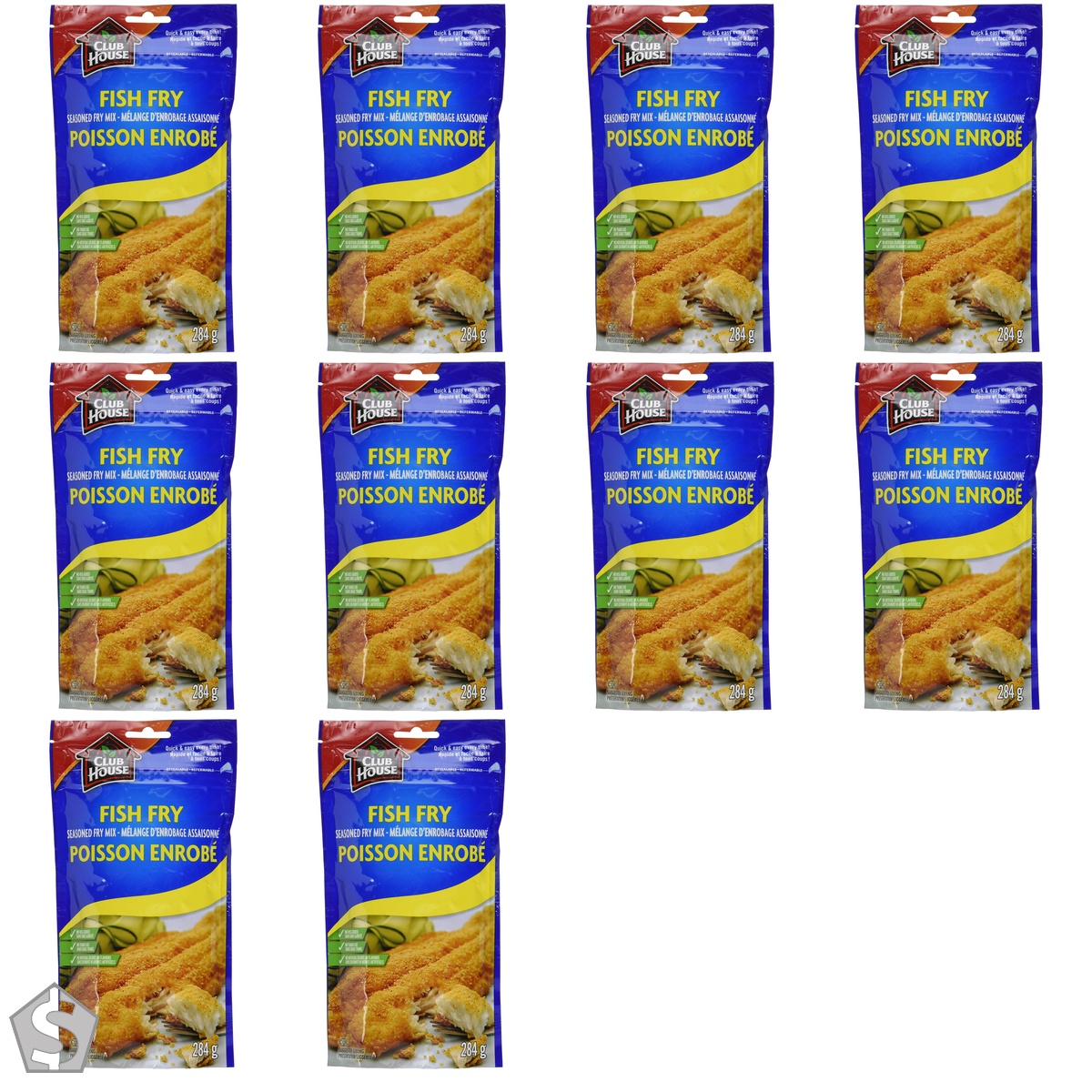 Club House, Quality Quick and Easy Batter Mix, Seasoned Fish Fry, 284g (Pack of 10)