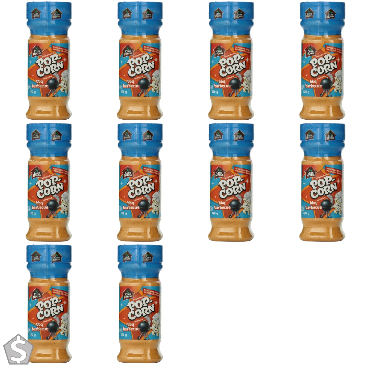 Club House Popcorn Seasoning, Barbeque, No MSG Added, Full-Bodied BBQ Taste of Sweet, Smoky & Spicy with Medium Heat, Great for Popcorn (Pack of 10)