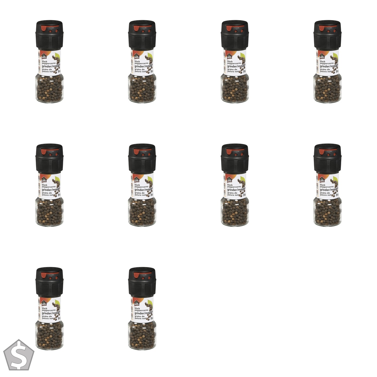 Club House Black Peppercorn Grinder, Built-In Settings for Fine, Medium, and Coarse Grind Size, Sharp & Earthy Aroma, Add Bold Texture & (Pack of 10)