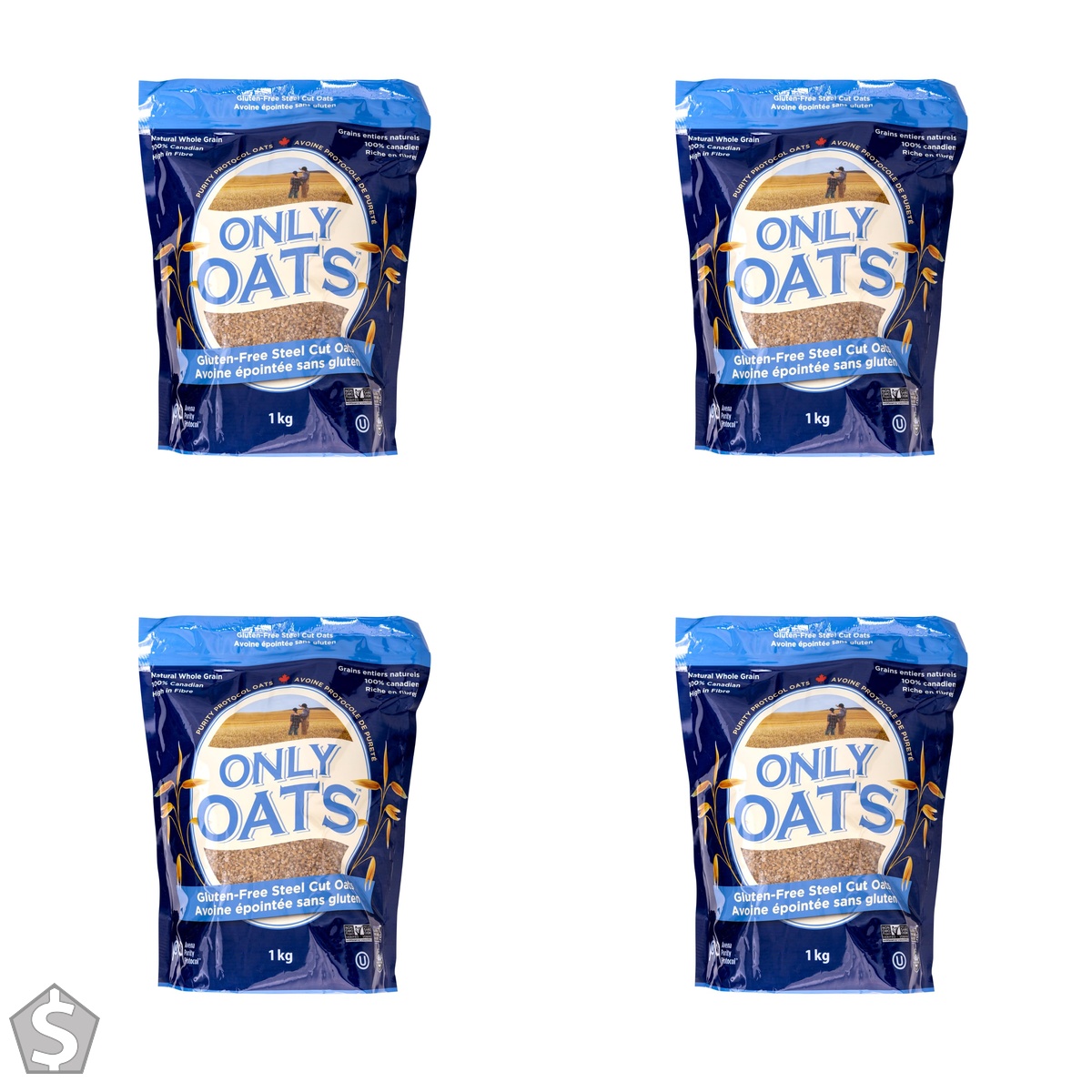 Only Oats Pure Gluten Free Steel Cut Oats, 1Kg (Pack of 4)