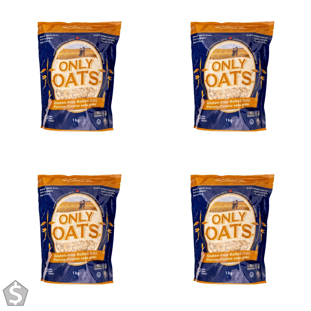 Only Oats Gluten-Free Rolled Oats, 1 Kg (Pack of 4)