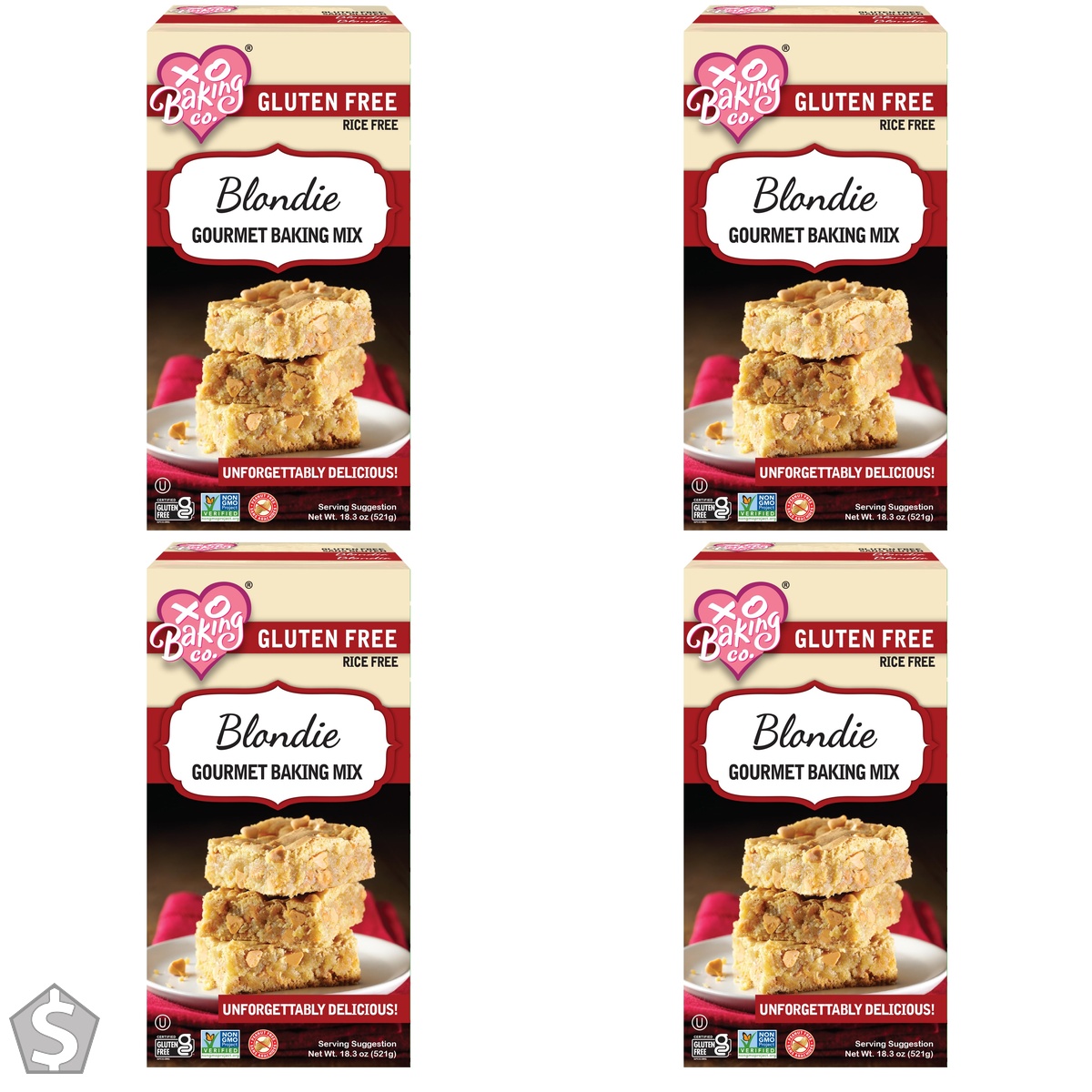 XO BAKING Gluten Free Blondie Mix, 521g (Pack of 4)