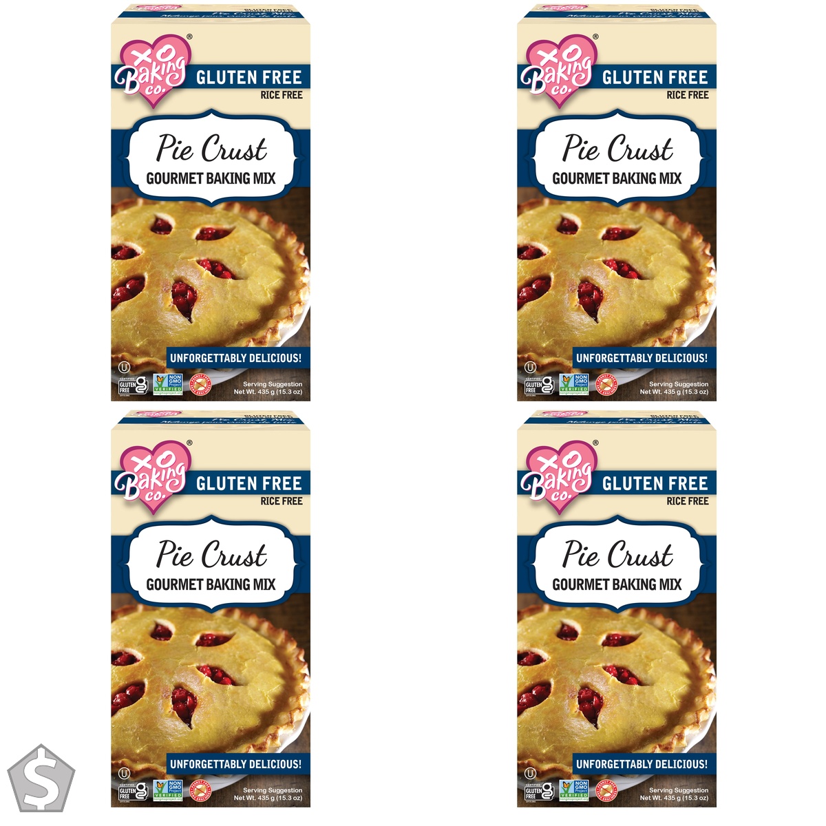 XO BAKING Gluten Free Pie Crust Mix, 435g (Pack of 4)
