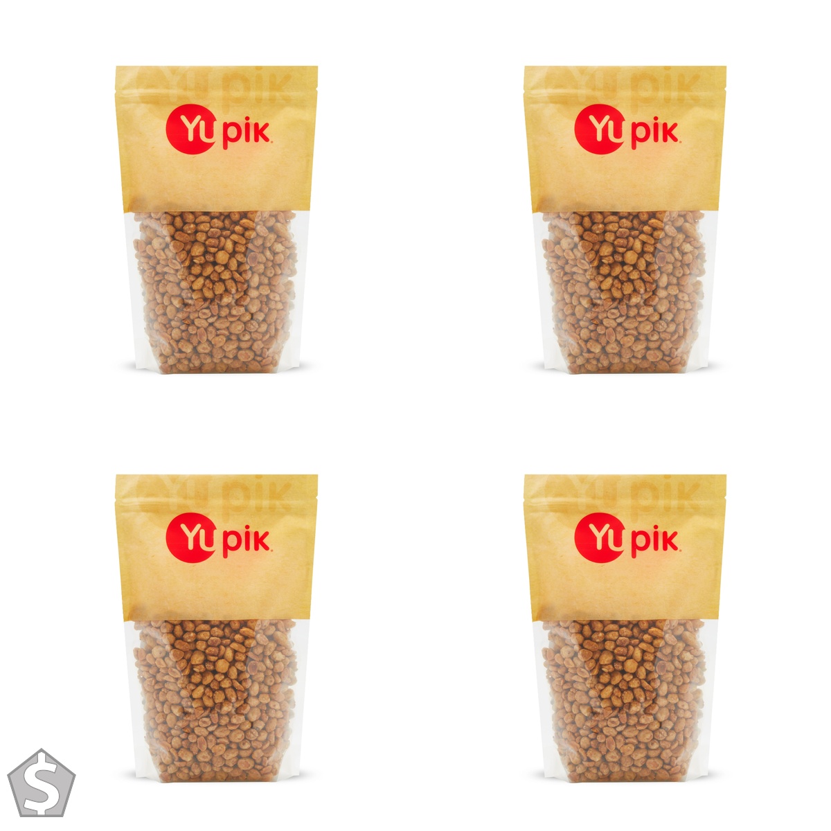 Yupik Butter Flavored Peanuts, 1 kg, Kosher, Vegan, Peanuts in Butter Flavored Coating, Crunchy Shell, Candied Nuts, Seasoned Nuts, Sweet (Pack of 4)