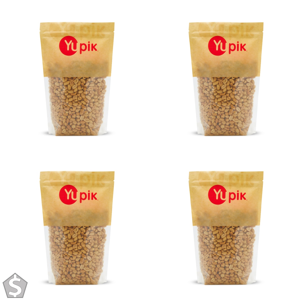 Yupik Blanched Roasted Salted Peanuts, 1 kg, Kosher, Vegan, Skinless, Crunchy Nuts, Seasoned Nuts, Source of Fiber, Protein Snacks (Pack of 4)