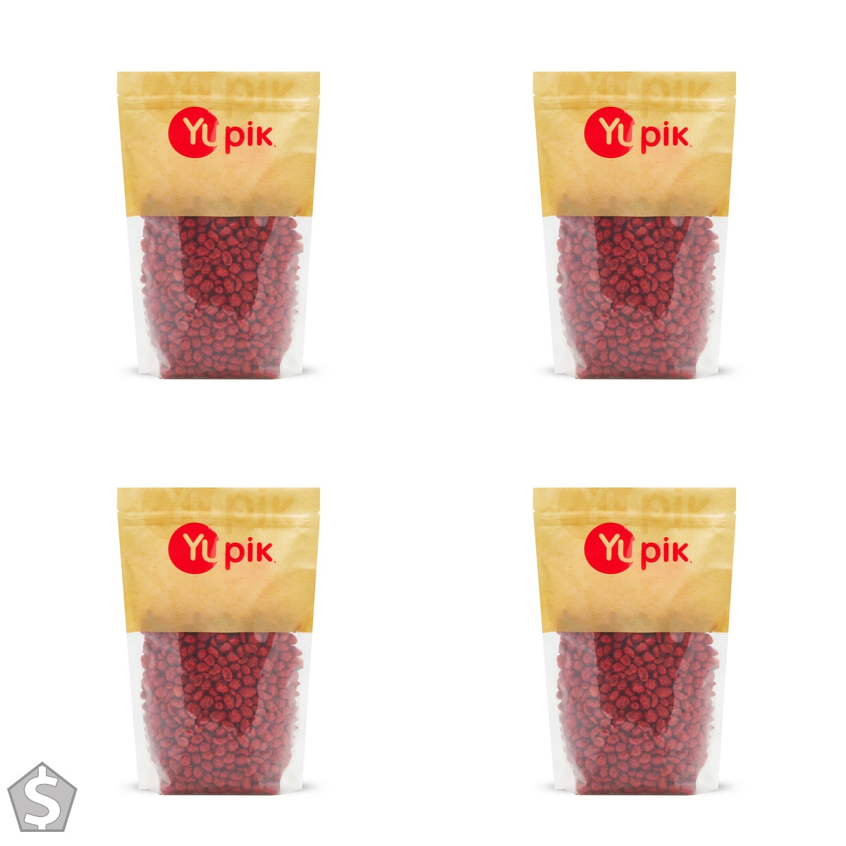 Yupik Sugar Peanuts, 1 kg, Kosher, Vegan, Peanuts in Sugar Coating, Red Candy Shell, Crunchy Nuts, Sweet Snacks, Perfect for Parties & (Pack of 4)