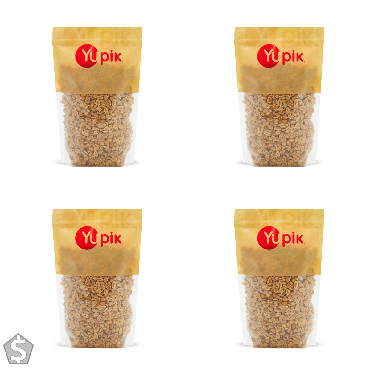 Yupik Dry Roasted Unsalted Peanuts, 1 kg, Kosher, Gluten-Free, Vegan, Split Peanuts, Crunchy Half Nuts, No Added Salt, No Skins, High in (Pack of 4)