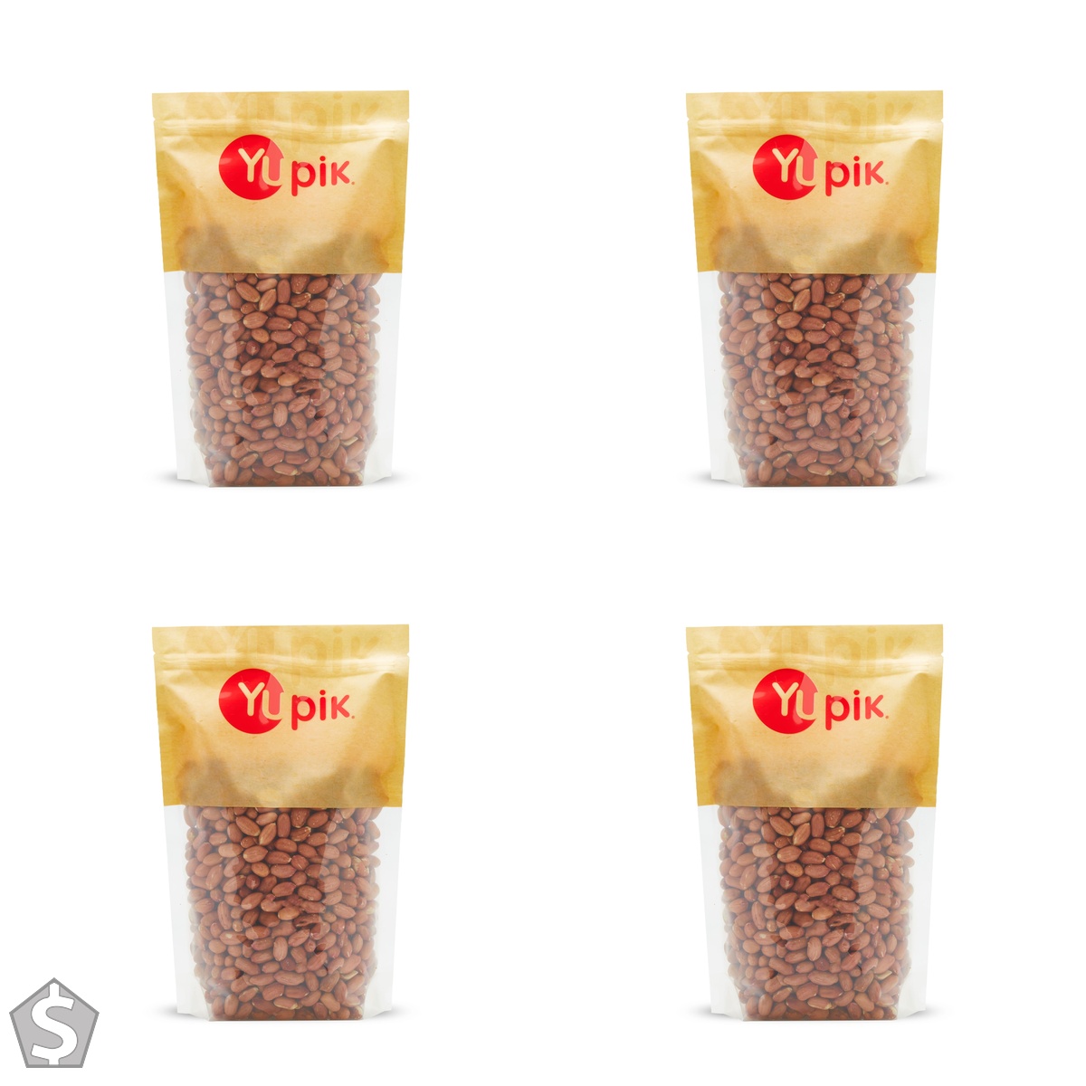 Yupik Jumbo Red Skin Peanuts, Raw, 1Kg, Kosher, Gluten-Free, High in Fiber, Buttery Nut, Perfect for Snacking & Baking, Protein Snacks (Pack of 4)