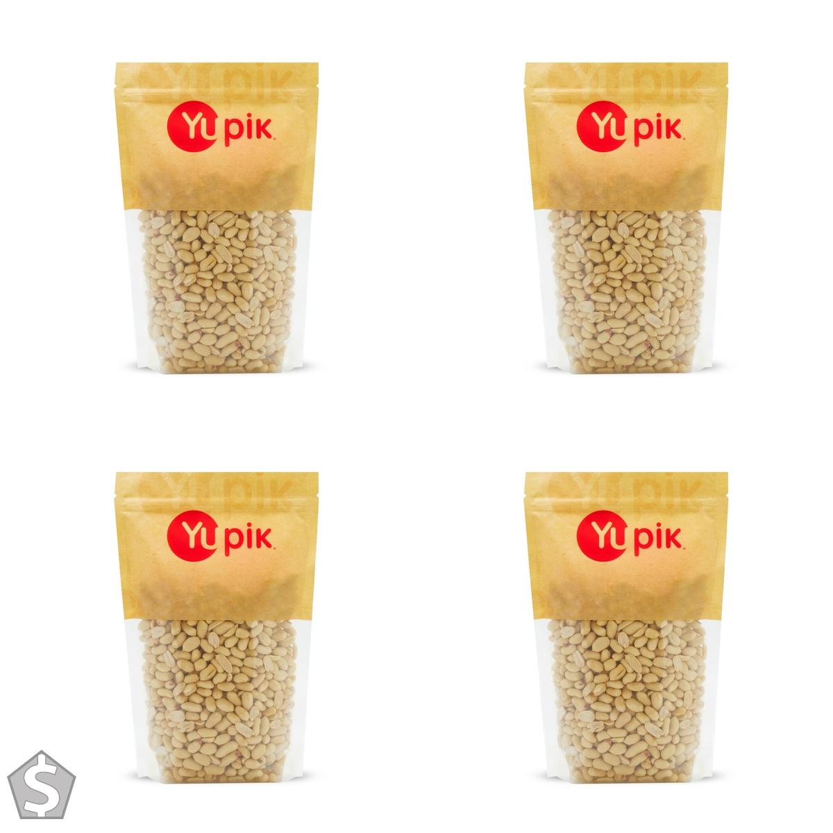 Yupik Jumbo Blanched Peanuts, Skinless & Raw, 1Kg, Kosher, Gluten-Free, High in Fiber, Low in Carb, Cholesterol-Free, Perfect for (Pack of 4)