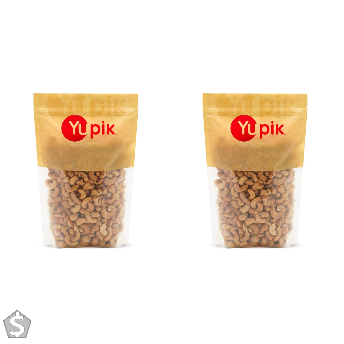 Yupik Roasted Unsalted Jumbo Cashews, 1 kg, Gluten-Free, Kosher, Vegan, Large Crunchy Nuts, No Added Salt, Lightly Roasted, Source of (Pack of 2)