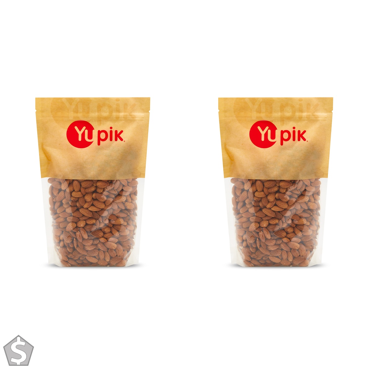 Yupik Raw Almonds, Large Size, 1 kg, Gluten-Free, Kosher, Vegan, Natural Whole Nuts, Unsalted, Unroasted, Oil-Free, High in Fiber (Pack of 2)