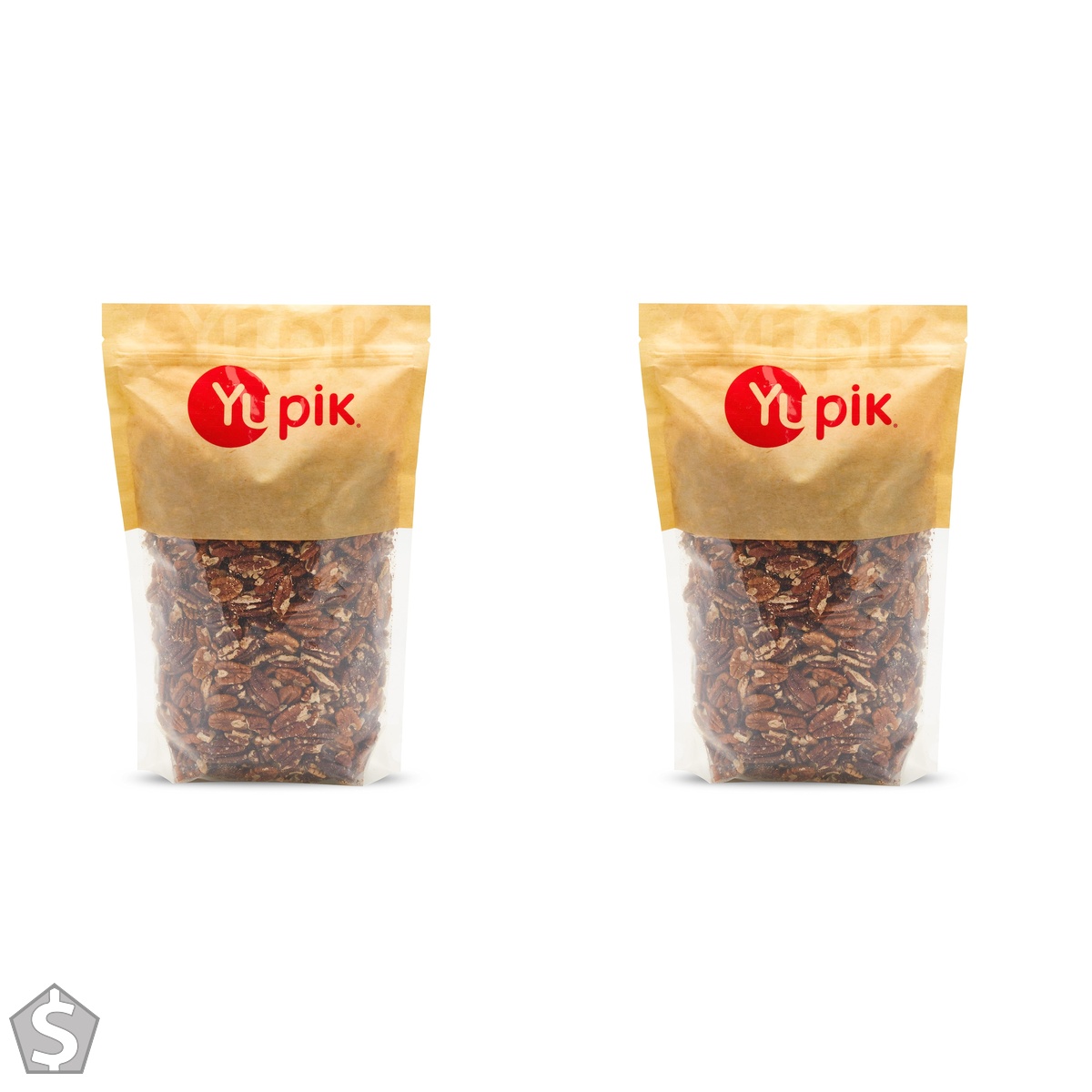 Yupik Dry Roasted Unsalted Pecans, Halves, 1 kg, Kosher, Gluten-Free, Vegan, Halved Nuts, No Added Salt, Lightly Roasted, Oil-Free, High (Pack of 2)