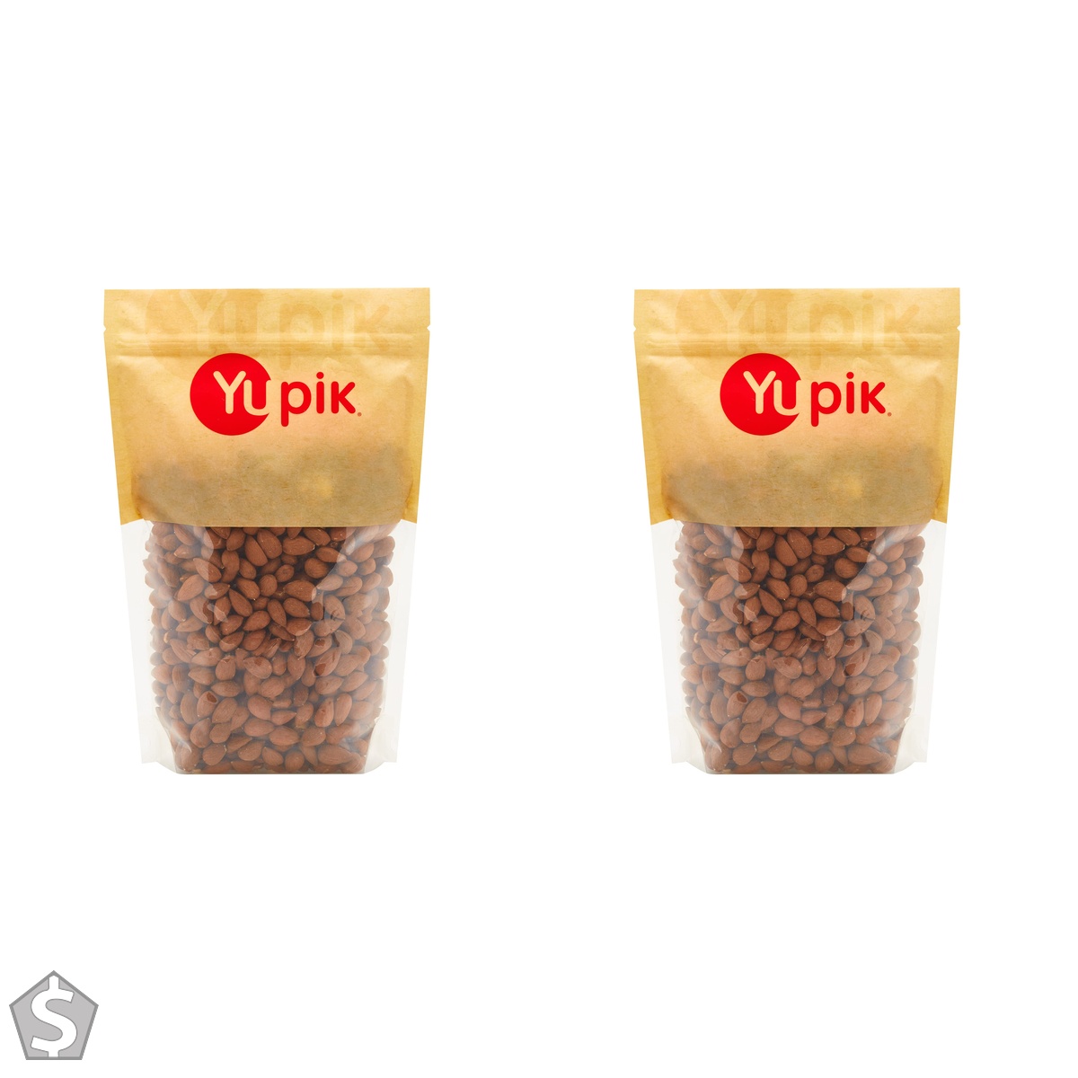 Yupik Dry Roasted Almonds, 1 kg, Gluten-Free, Vegan, Kosher, Whole Nuts, Lightly Roasted, Oil-Free, Unsalted, Crunchy Almonds, Healthy (Pack of 2)