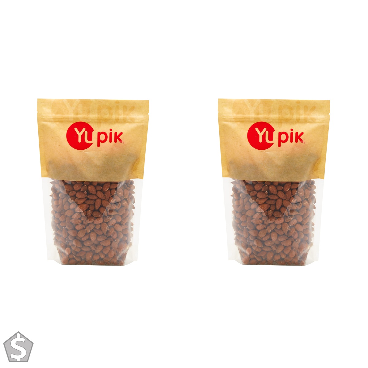 Yupik Roasted Unsalted Almonds, 1 kg, Gluten-Free, Kosher, Vegan, Whole Nuts, No Added Salt, Lightly Roasted, Crunchy, Source of Fiber (Pack of 2)