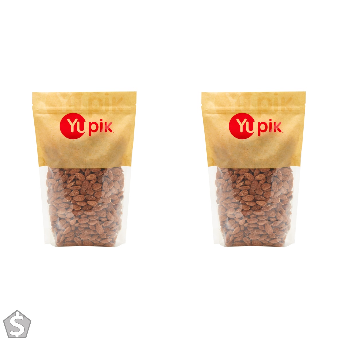 Yupik Dry Roasted Salted Almonds, 1 kg, Gluten-Free, Kosher, Whole Nuts, Seasoned Nuts, Salty Snacks, Lightly Roasted, Oil-Free, High in (Pack of 2)