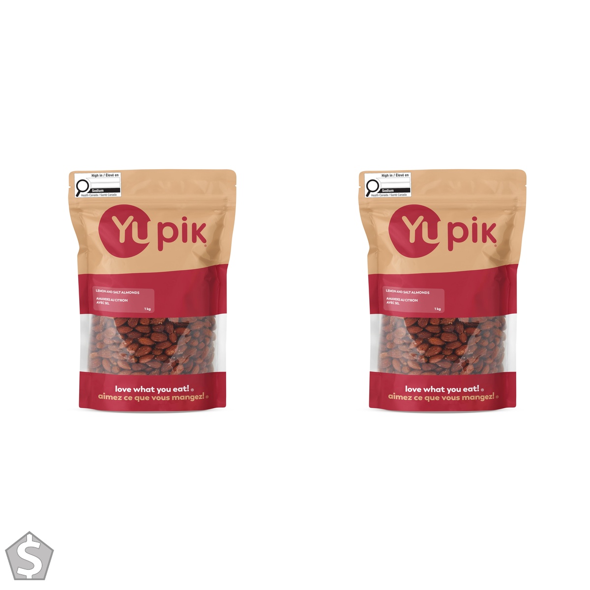 Yupik Lemon and Salt Almonds, 1 kg, Vegan, Kosher, Savory Snack, Salted Almonds, Seasoned Nuts, Zesty Lemon Flavour, Unique Snack, Ideal (Pack of 2)