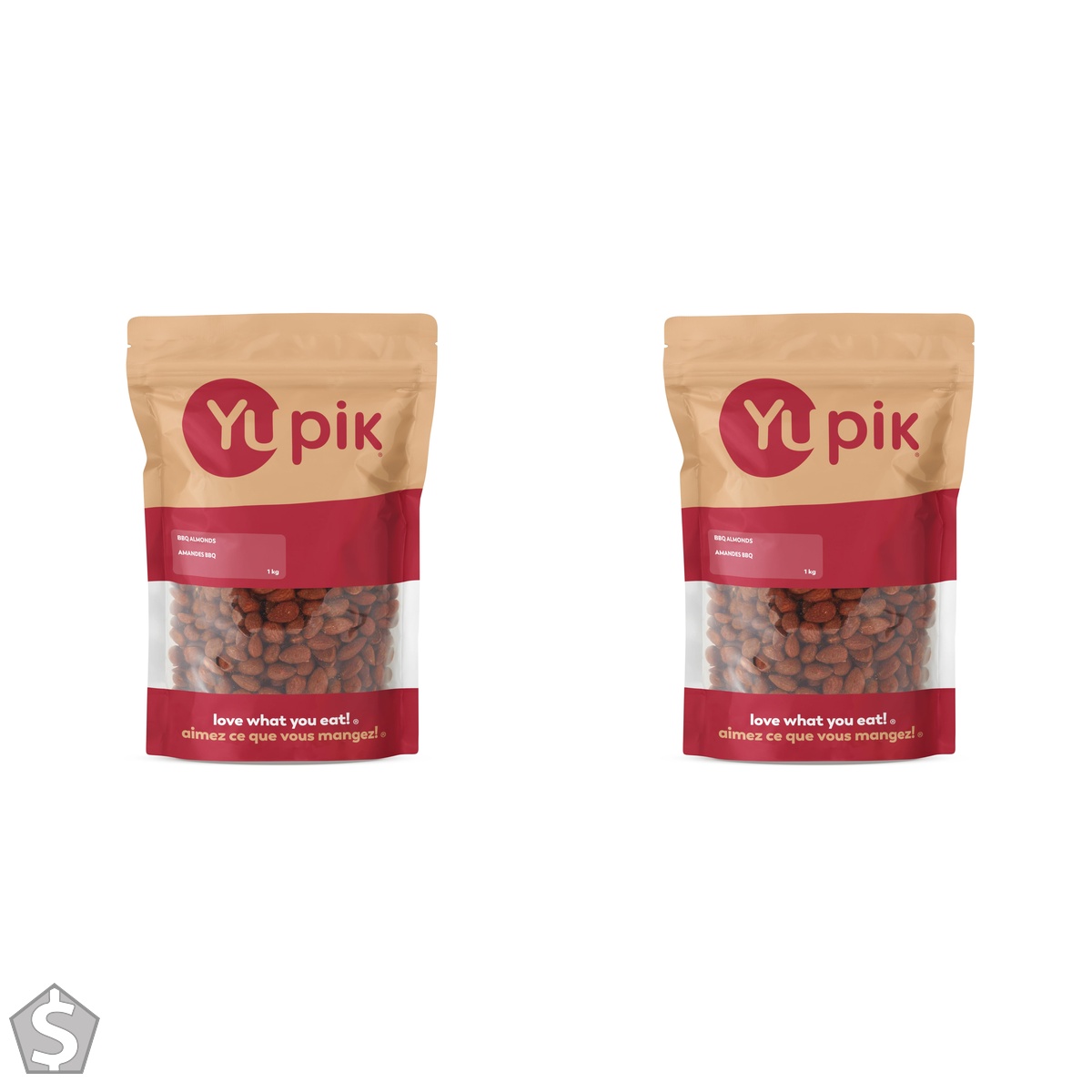 Yupik BBQ Almonds, 1 kg, Kosher, Roasted Salted Whole Nuts, Seasoned Nuts with Spices, Smoky Flavors, Source of Fiber, Crunchy, Savory (Pack of 2)