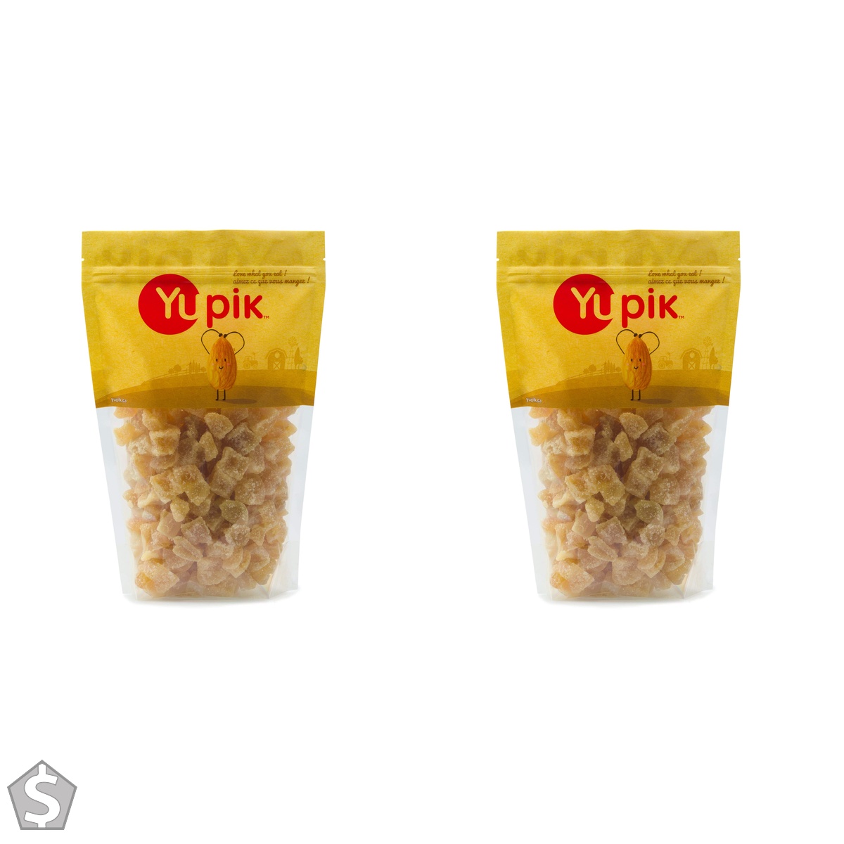 Yupik Crystallized Diced Ginger, 1 kg, Kosher, GMO-Free, Chewy Candied Ginger, Sugar Coated Cubes, Sulphite-Free, Sweet Snacks, Aromatic (Pack of 2)