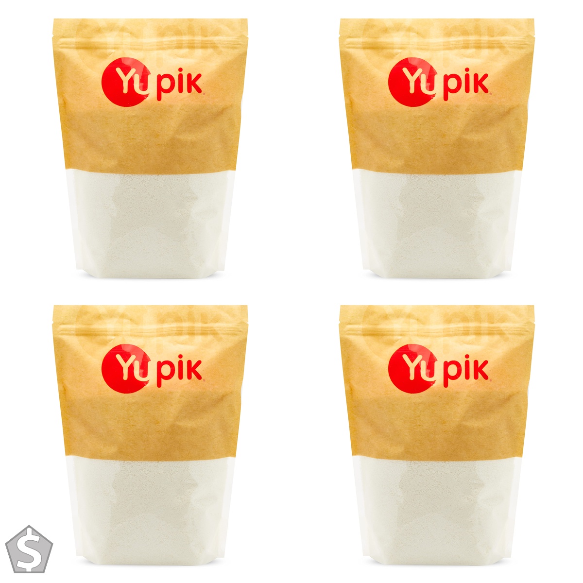 Yupik Desiccated Coconut, Fine, Unsweetened, 1 kg, Gluten-Free, Kosher, Vegan, Finely Ground Dried Coconut, No Added Sugar, Oil-Free (Pack of 4)