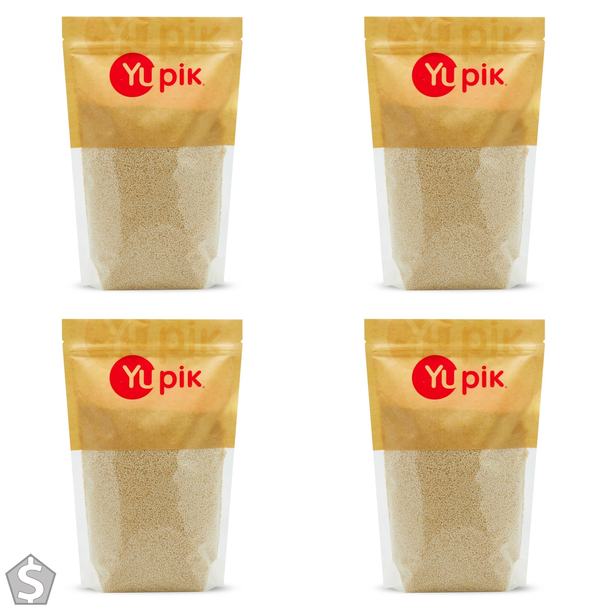 Yupik Hulled Sesame Seeds, 1 kg, Gluten-Free, GMO-Free, Kosher, Vegan, Raw Seeds, No Outer Shells, Unsalted, Plant-Based Protein, Source (Pack of 4)