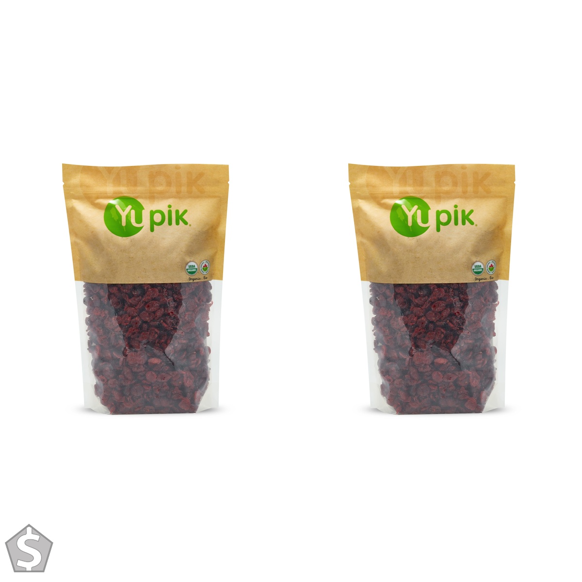 Yupik Organic Cranberries, 1 kg, Non-GMO, Gluten-Free, Kosher, Vegan, Sweetened Dried Fruits, Fruity & Tart, Plump & Chewy, Source of (Pack of 2)