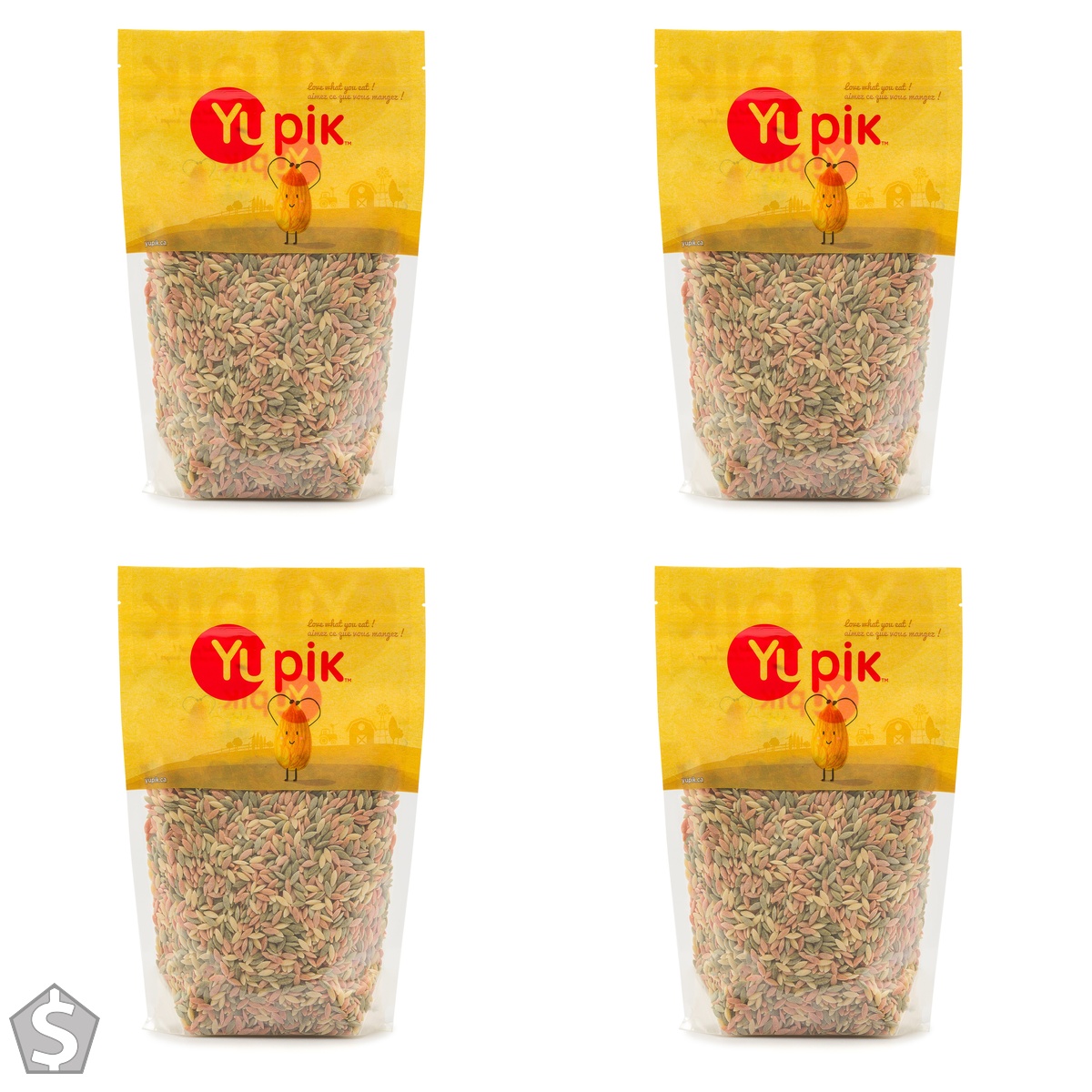 Yupik Tri-Color Orzo Pasta, 1 kg, Vegan, Enriched Durum Semolina, Nutty Flavour, Creamy Texture, Versatile for Sauces & Salads, Perfect (Pack of 4)