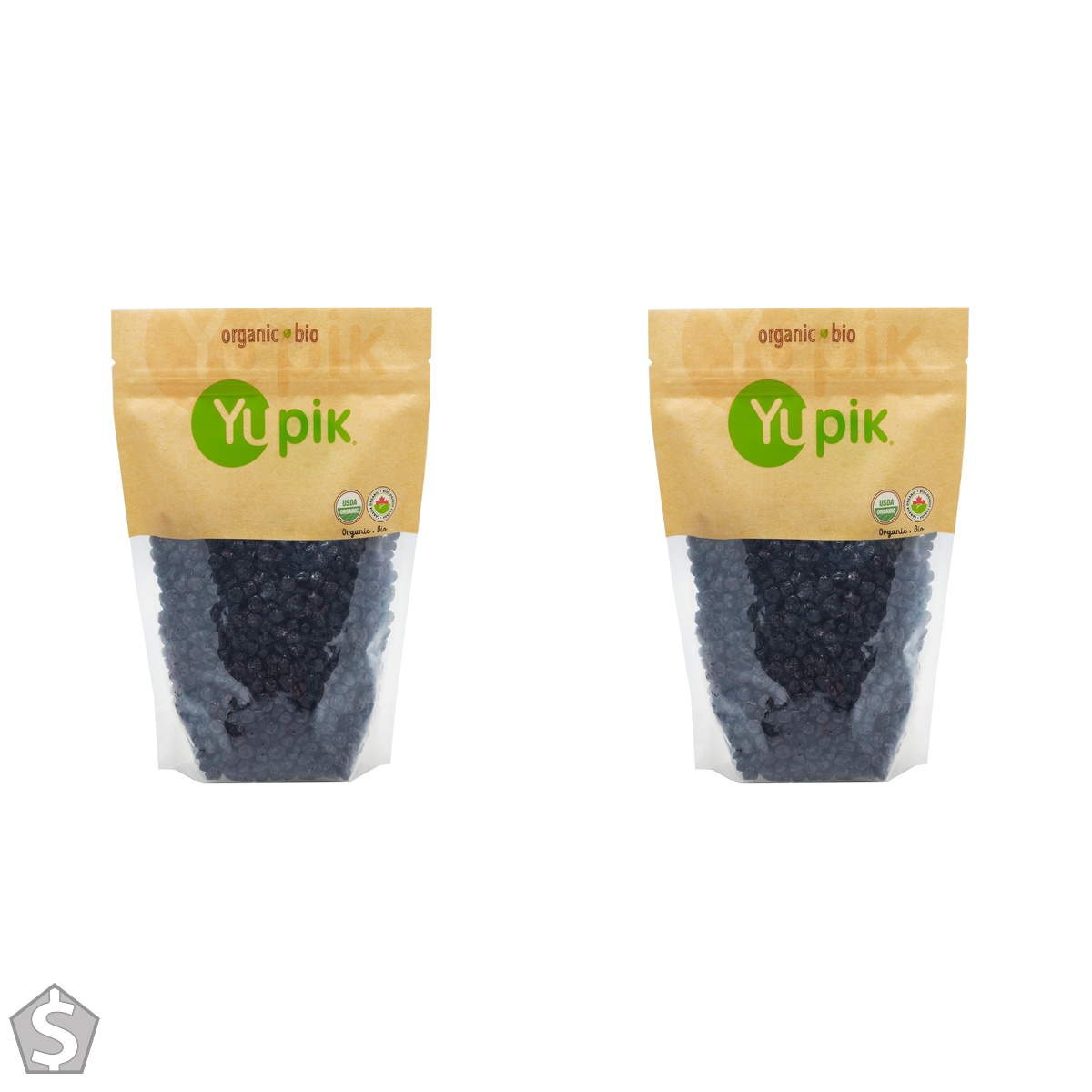 Yupik Organic Dried Blueberries, 1 kg, Gluten-Free, Non-GMO, Kosher, Vegan, Sweet Dried Fruits, Whole Berries, No Sulphites, Source of (Pack of 2)