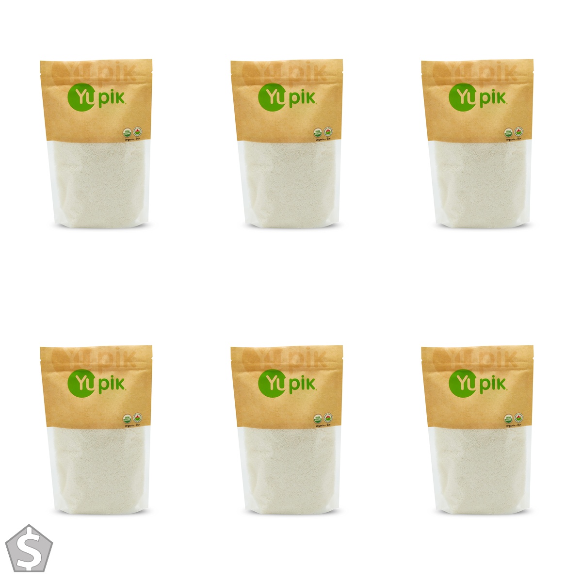 Yupik Organic Desiccated Coconut, Fine, 450 g, Non-GMO, Vegan, Gluten-Free, Kosher, Finely Ground, Unsweetened, No Added Sugar, Oil-Free (Pack of 6)