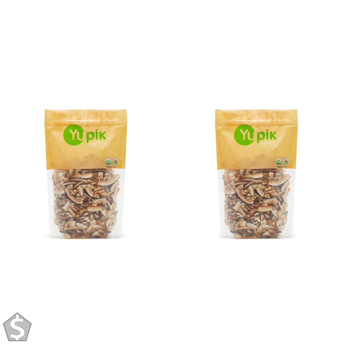Yupik Organic Toasted Coconut Smiles, 1 kg, Non-GMO, Vegan, Gluten-Free, Kosher, Crunchy Unsweetened Coconut, Thick Shavings, No Added (Pack of 2)