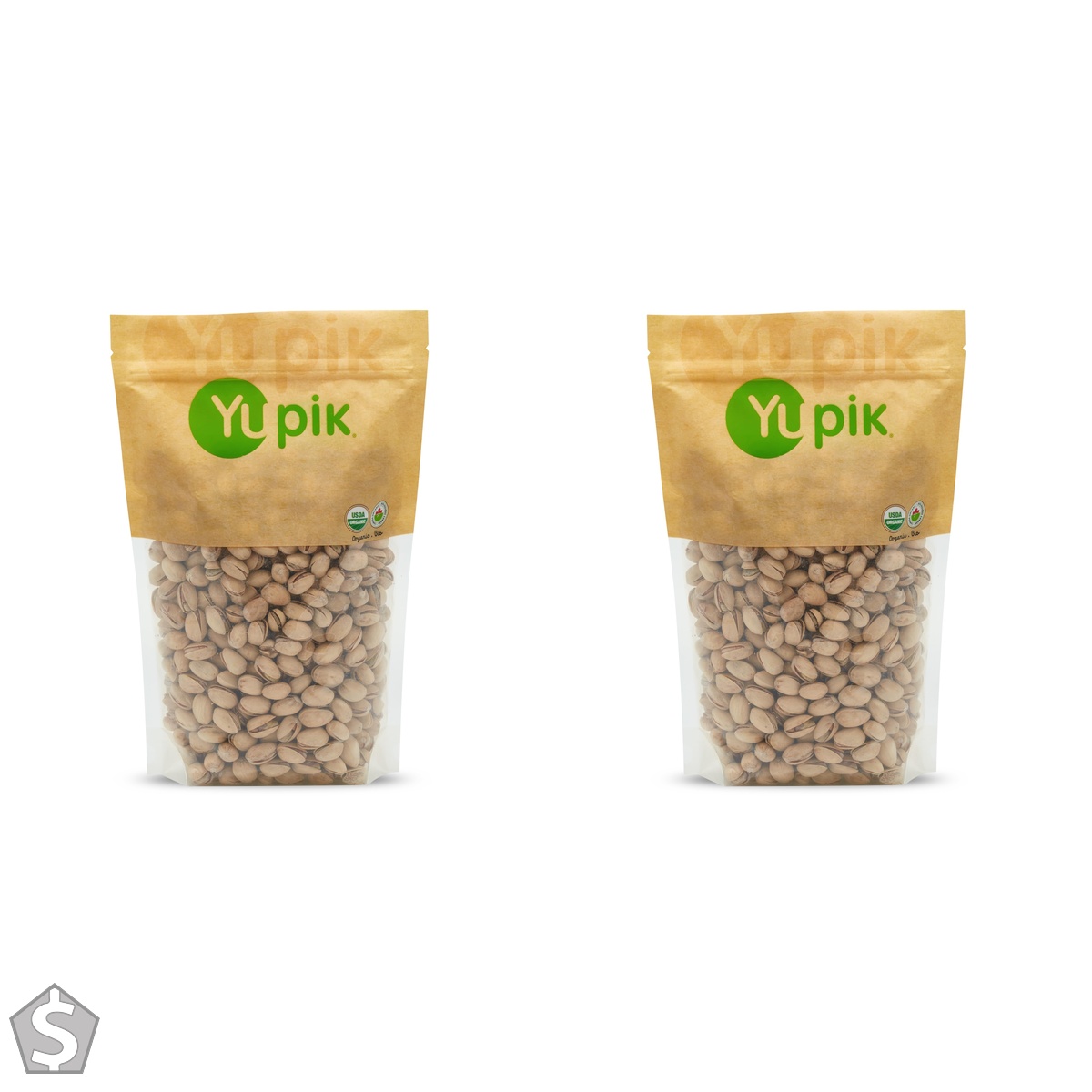 Yupik Organic Dry Roasted Salted Pistachios, In Shell, 1 kg, Gluten-Free, Kosher, Non-GMO, Vegan, Crunchy Nuts, Lightly Salted, Oil-Free (Pack of 2)